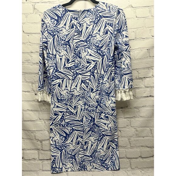 J.McLaughlin Rare Brenda Dress Catalina Blue White Willow‎ Bluff Tassels XS NWT - Picture 1 of 6